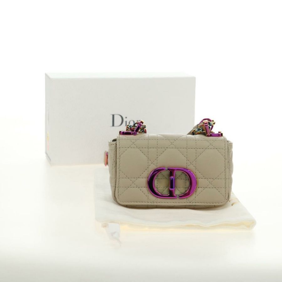 【日本直送】Christian Dior Caro Micro Chain Canage 羊皮米色金色鏈條包,正品 182573SAM-11