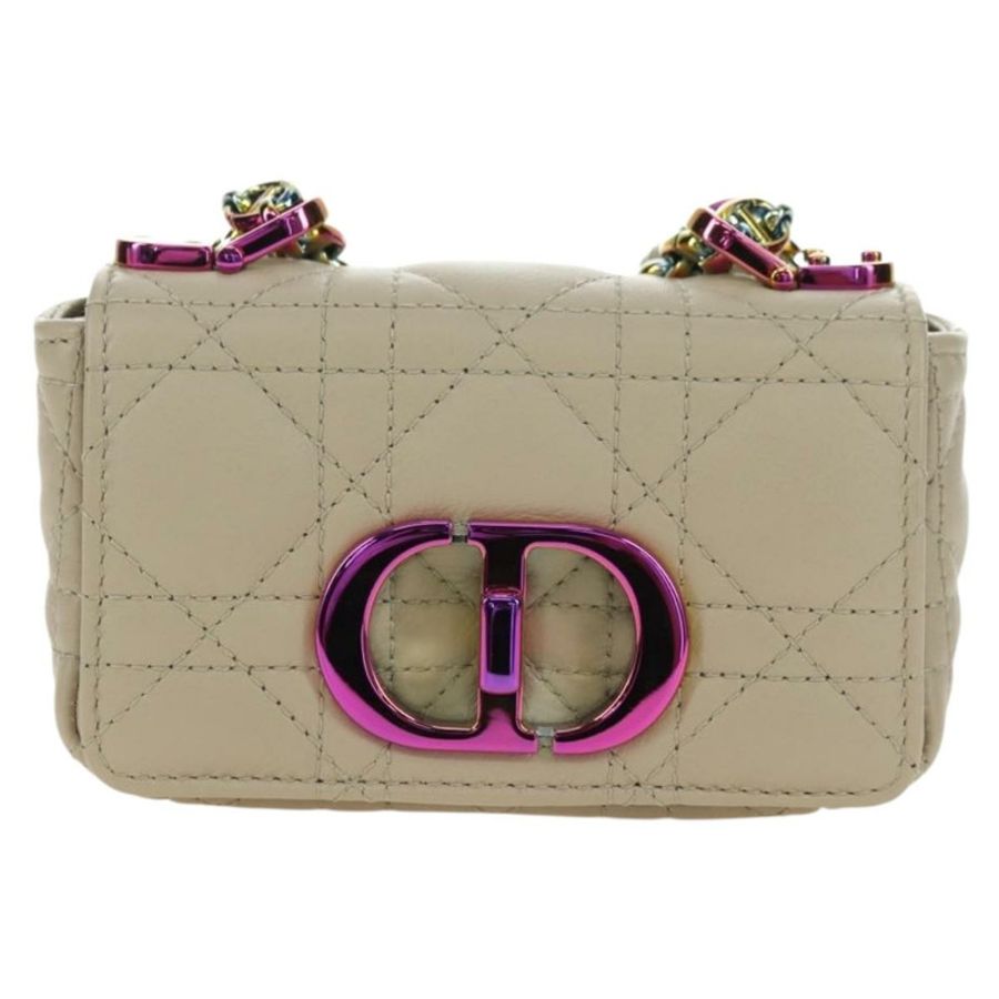 【日本直送】Christian Dior Caro Micro Chain Canage 羊皮米色金色鏈條包,正品 182573SAM-12