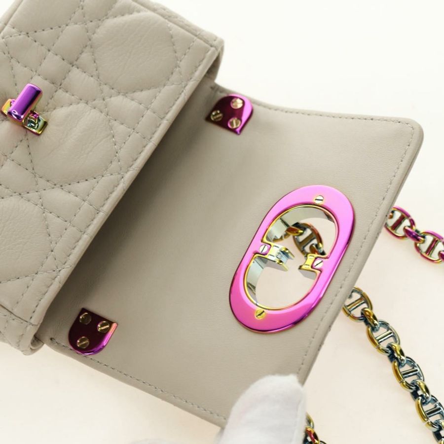【日本直送】Christian Dior Caro Micro Chain Canage 羊皮米色金色鏈條包,正品 182573SAM-18