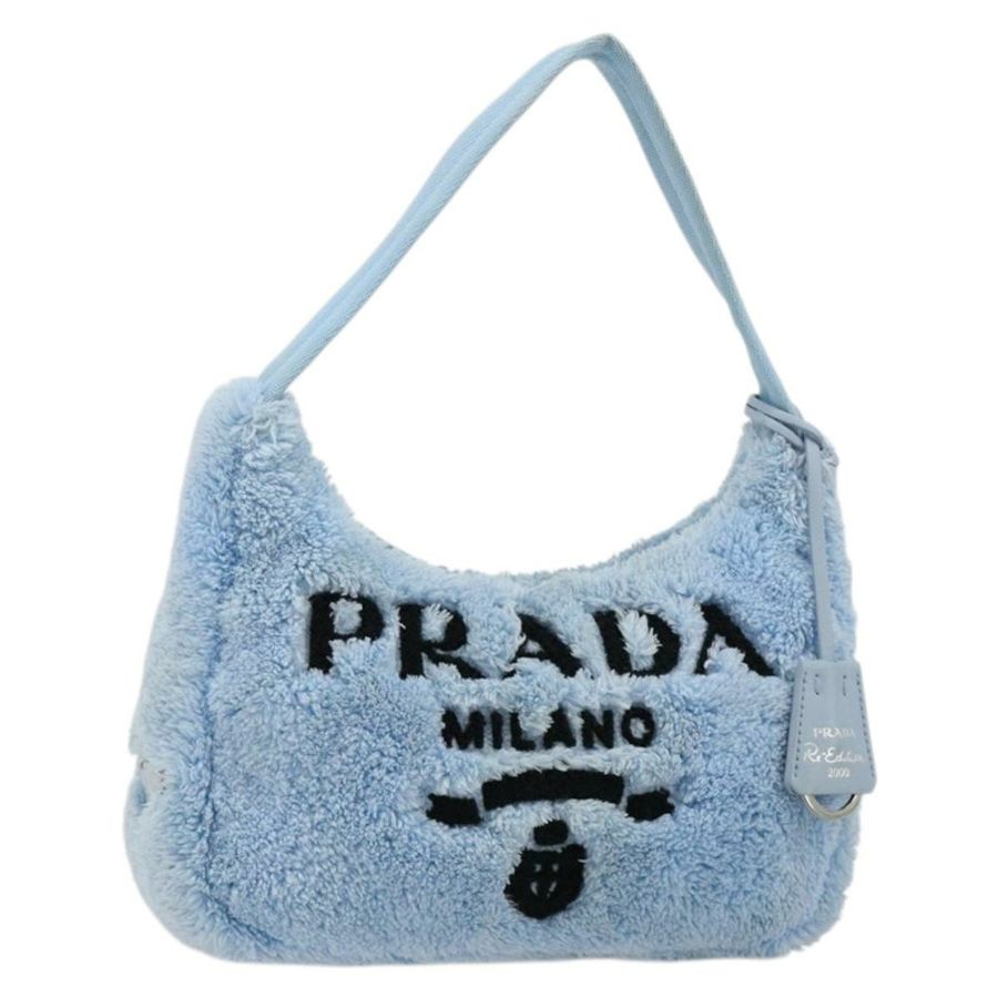 【日本直送】PRADA 手提包 Pile 淺藍色 銀色 Auth 182583A-0