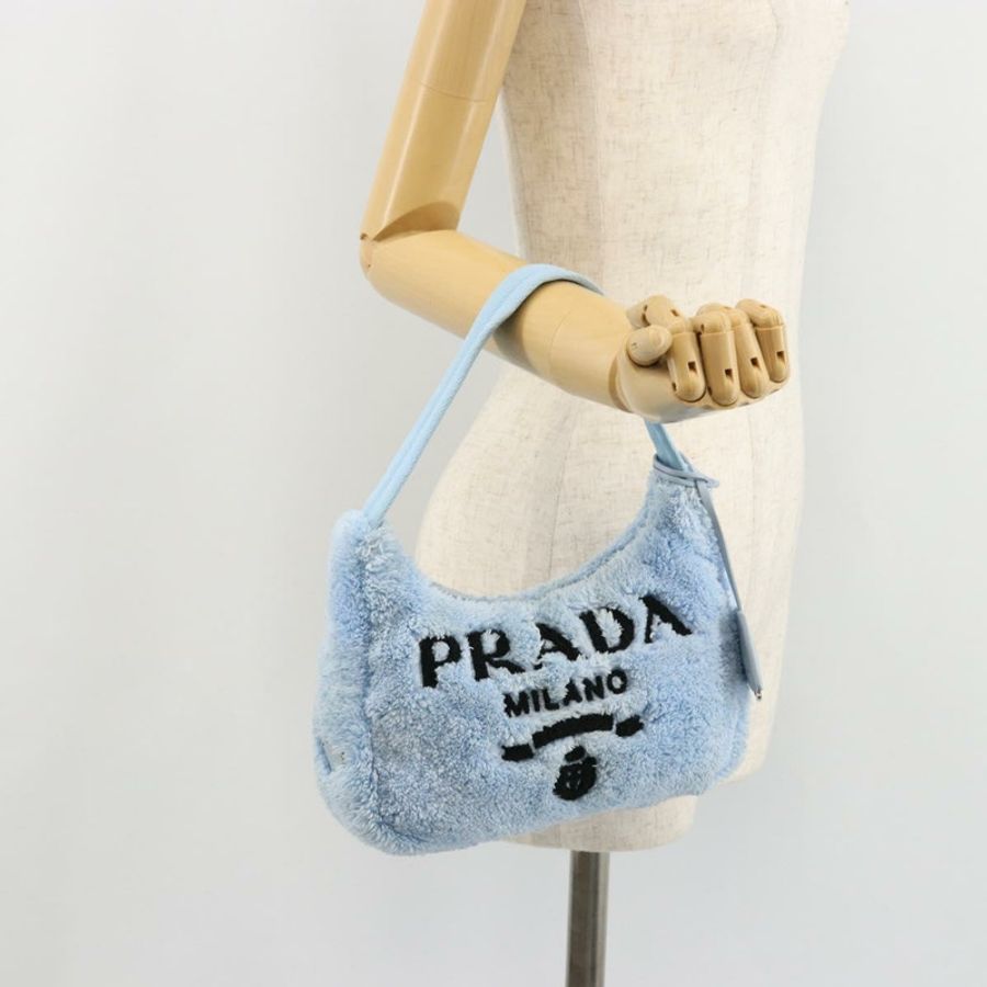 【日本直送】PRADA 手提包 Pile 淺藍色 銀色 Auth 182583A-21