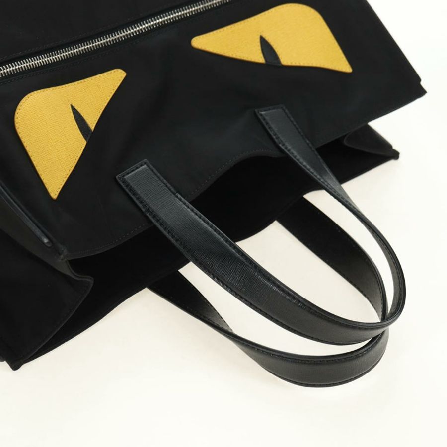 【日本直送】FENDI Monster Bugs 托特包 尼龍材質 黑色 銀色 正品 183030M-5