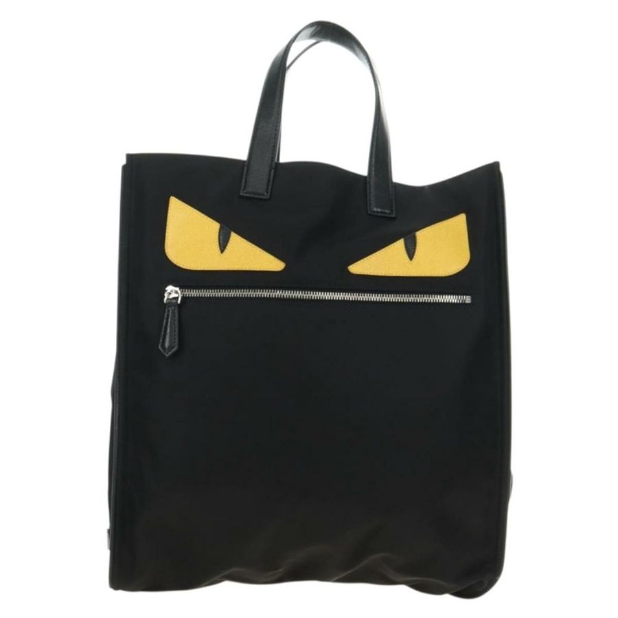 【日本直送】FENDI Monster Bugs 托特包 尼龍材質 黑色 銀色 正品 183030M-12