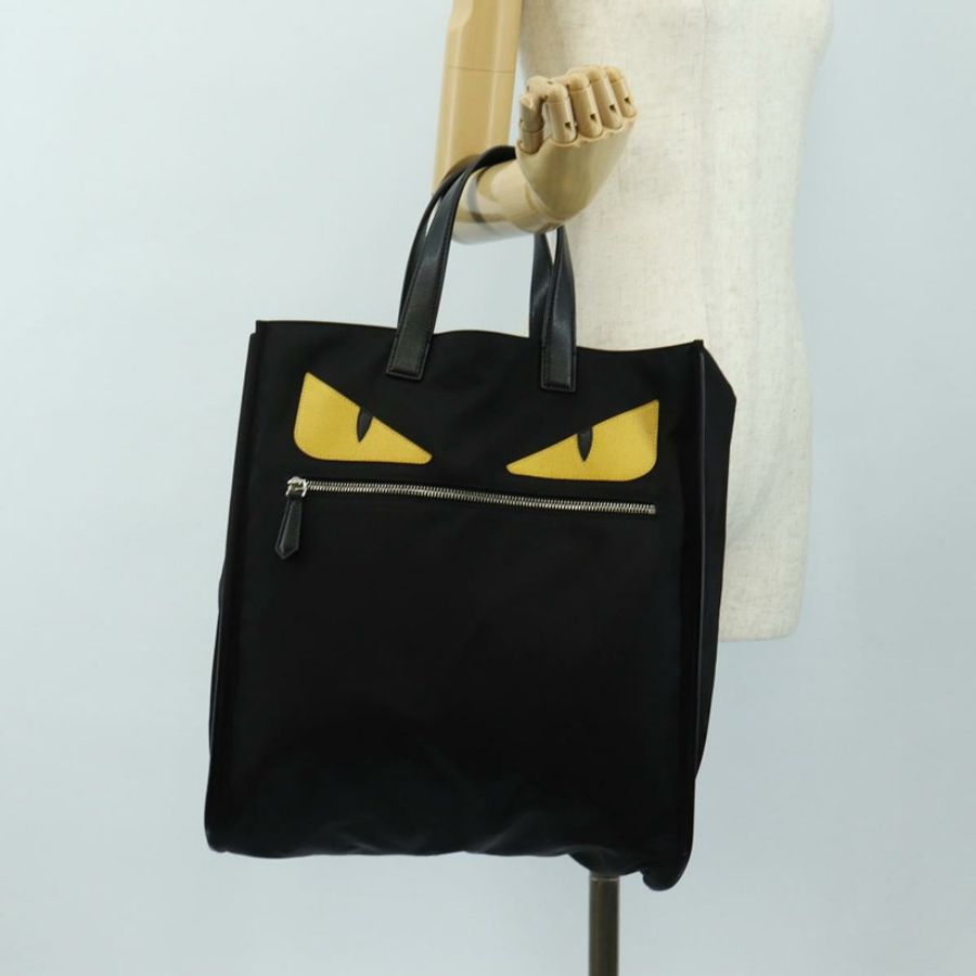 【日本直送】FENDI Monster Bugs 托特包 尼龍材質 黑色 銀色 正品 183030M-26