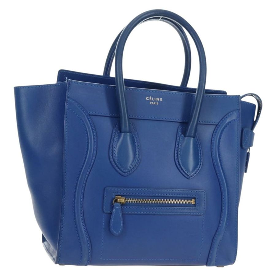 【日本直送】CELINE 迷你購物手提包 皮革 藍色 金色 正品 183645V-0