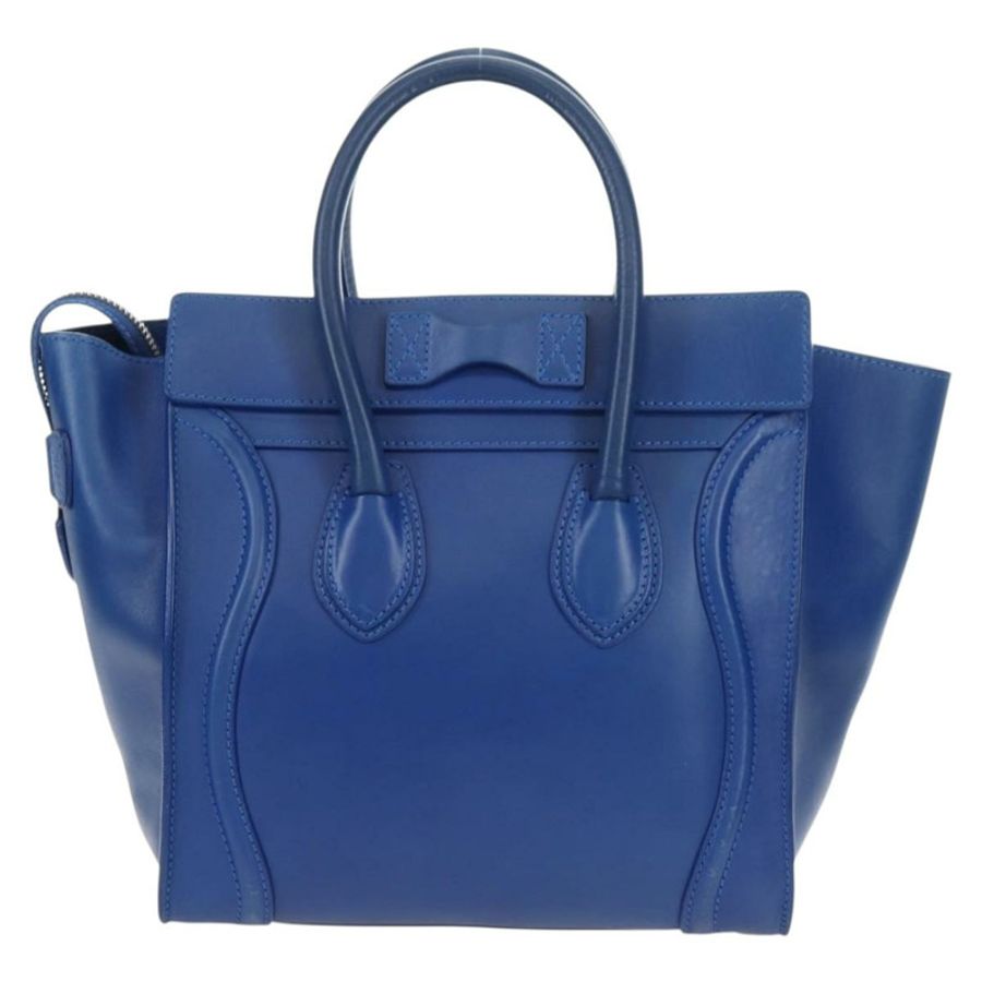 【日本直送】CELINE 迷你購物手提包 皮革 藍色 金色 正品 183645V-1