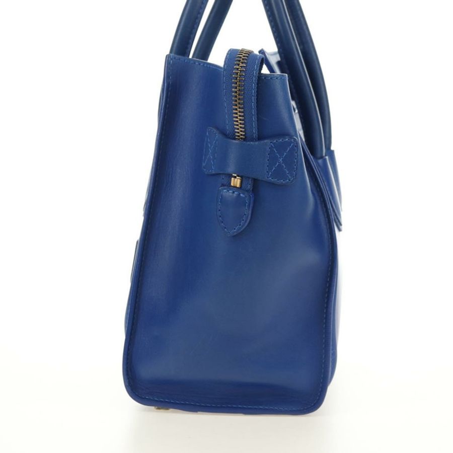 【日本直送】CELINE 迷你購物手提包 皮革 藍色 金色 正品 183645V-2