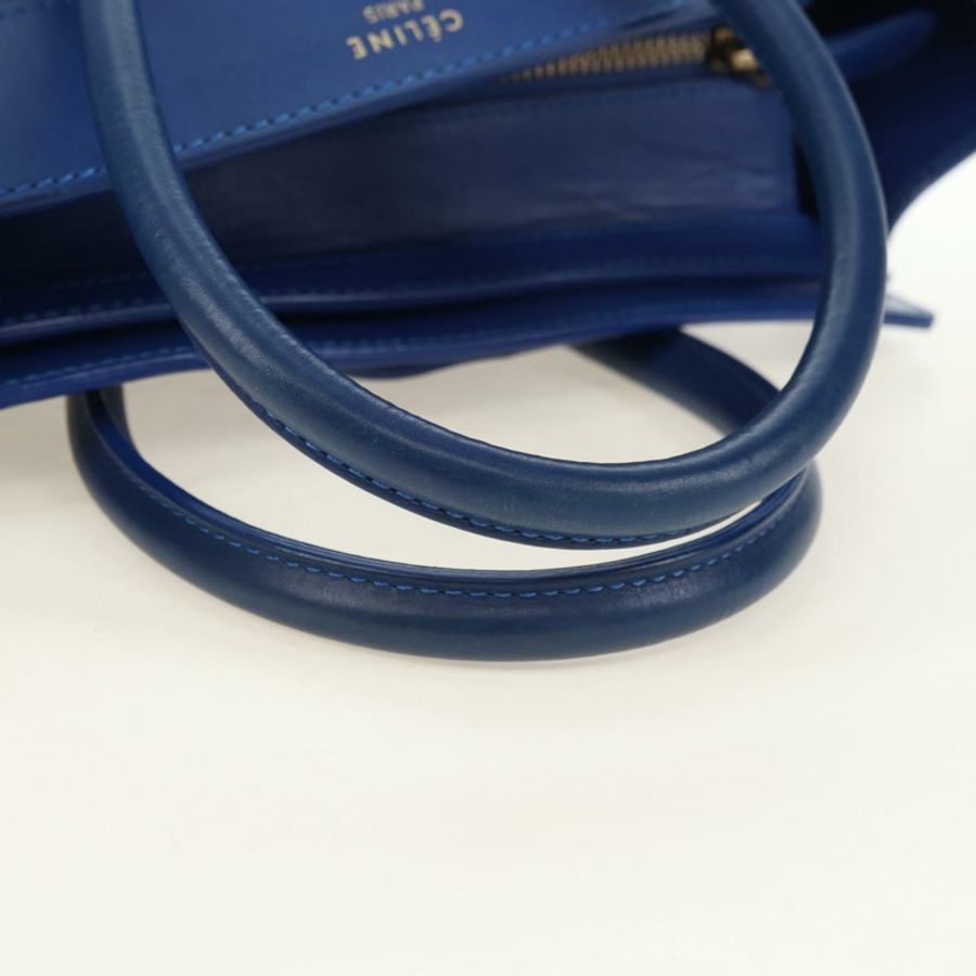 【日本直送】CELINE 迷你購物手提包 皮革 藍色 金色 正品 183645V-6
