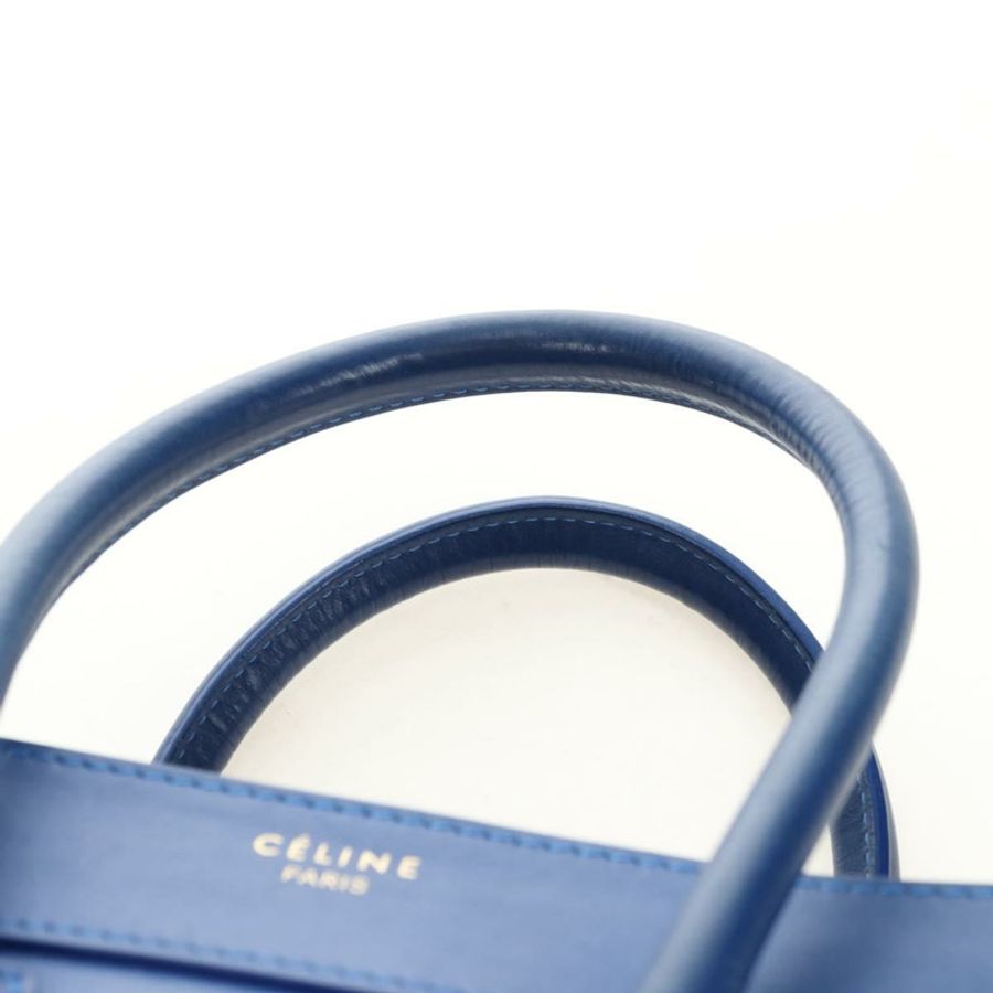 【日本直送】CELINE 迷你購物手提包 皮革 藍色 金色 正品 183645V-13