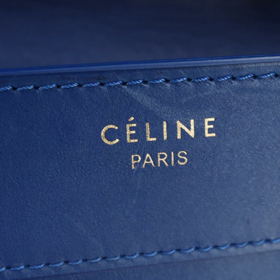 【日本直送】CELINE 迷你購物手提包 皮革 藍色 金色 正品 183645V-20