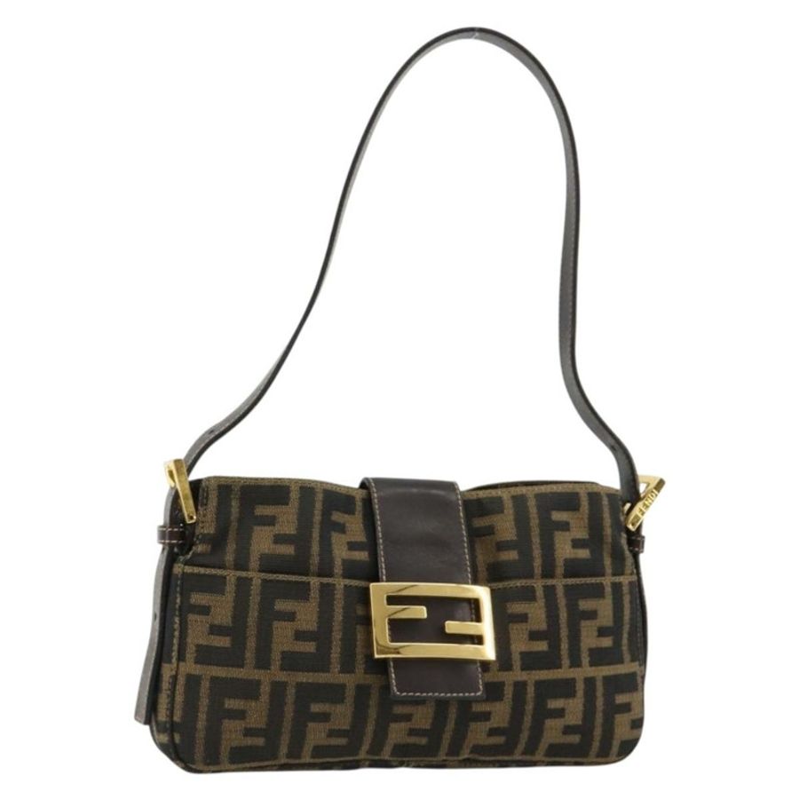 【日本直送】FENDI Zucca帆布Mamma Baguette單肩包 黑色棕色 正品 183649SAV-0