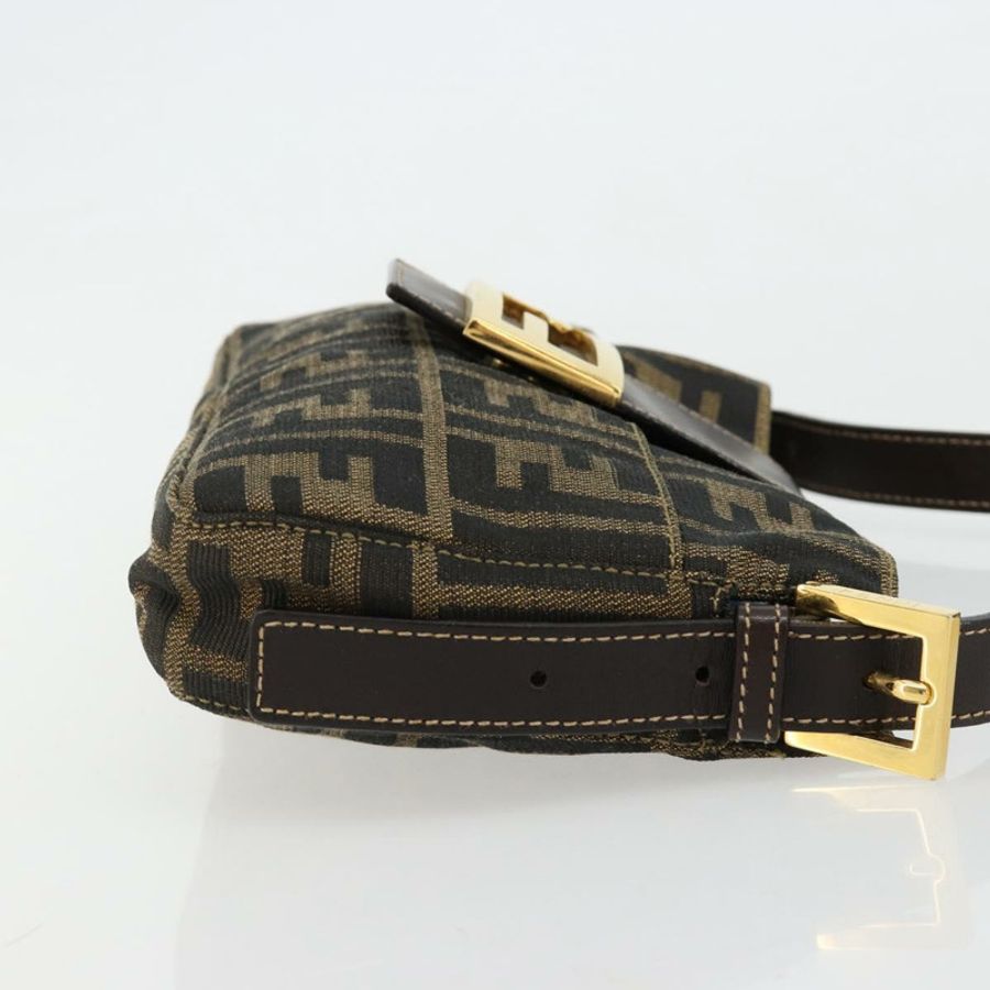 【日本直送】FENDI Zucca帆布Mamma Baguette單肩包 黑色棕色 正品 183649SAV-2