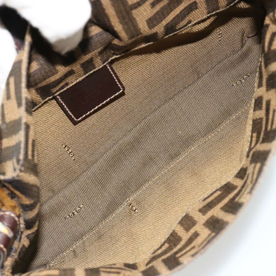 【日本直送】FENDI Zucca帆布Mamma Baguette單肩包 黑色棕色 正品 183649SAV-10