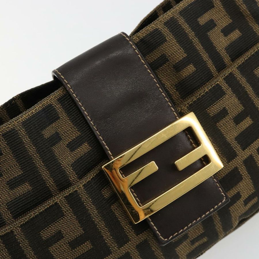 【日本直送】FENDI Zucca帆布Mamma Baguette單肩包 黑色棕色 正品 183649SAV-17