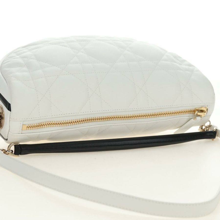 【日本直送】Christian Dior Canage Vibe 單肩包,羊皮材質,兩用,白色金色,正品,貨號 182900SM-5
