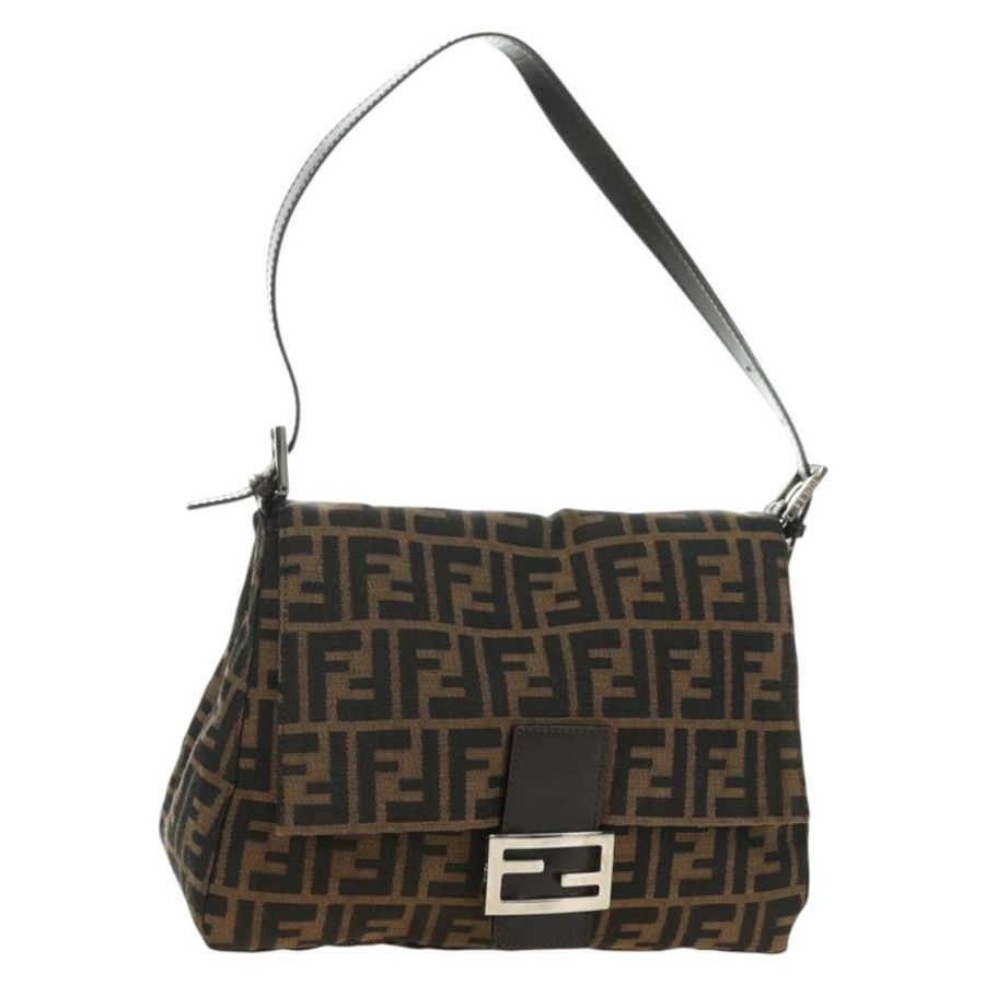【日本直送】FENDI Zucca帆布Mamma Baguette單肩包 黑色棕色 正品 182589V-0