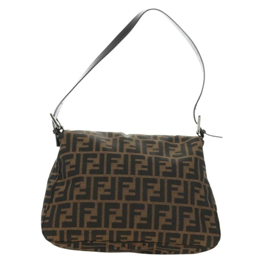 【日本直送】FENDI Zucca帆布Mamma Baguette單肩包 黑色棕色 正品 182589V-1