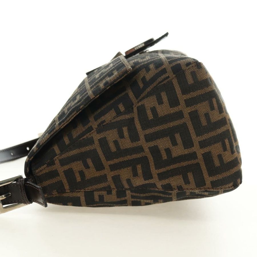 【日本直送】FENDI Zucca帆布Mamma Baguette單肩包 黑色棕色 正品 182589V-2