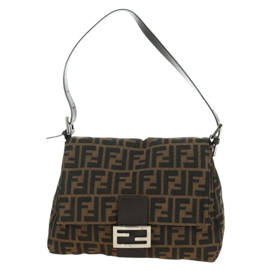 【日本直送】FENDI Zucca帆布Mamma Baguette單肩包 黑色棕色 正品 182589V-12