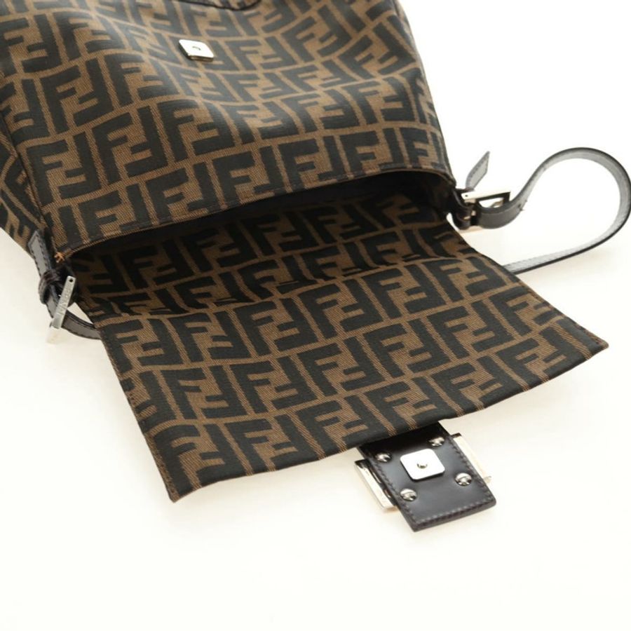 【日本直送】FENDI Zucca帆布Mamma Baguette單肩包 黑色棕色 正品 182589V-18