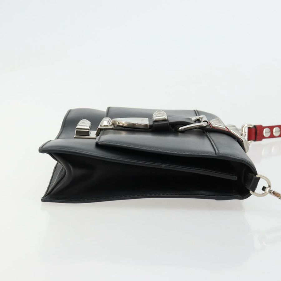 【日本直送】PRADA Electra鉚釘單肩包,黑色銀色皮革,正品編號182970V-2