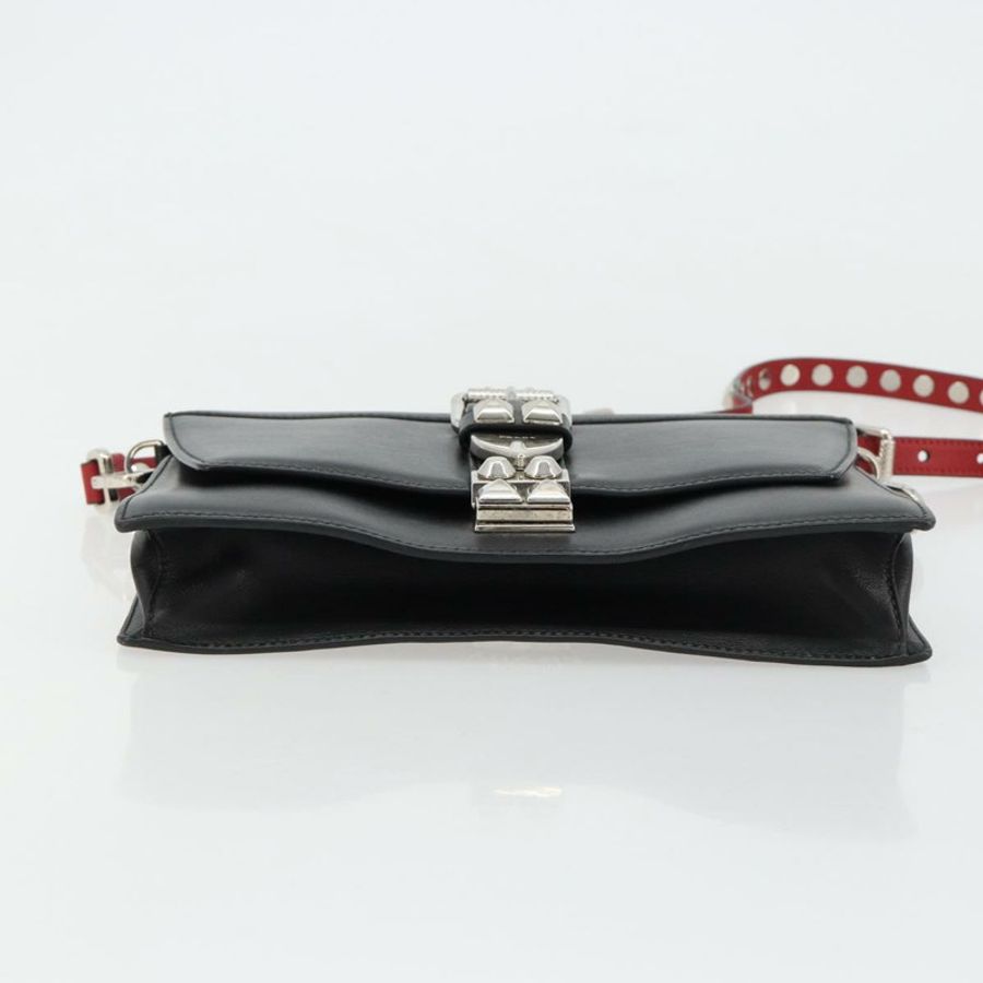 【日本直送】PRADA Electra鉚釘單肩包,黑色銀色皮革,正品編號182970V-4
