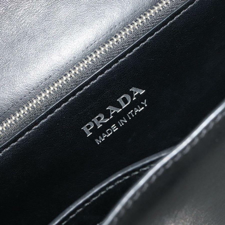 【日本直送】PRADA Electra鉚釘單肩包,黑色銀色皮革,正品編號182970V-20