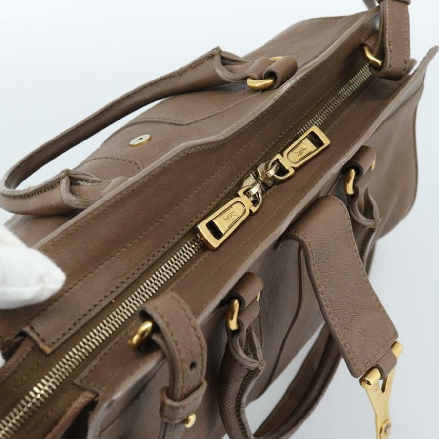【日本直送】SAINT LAURENT Cavas chic 手提包 皮革 2way 棕色金色 297957 正品 183202A-5