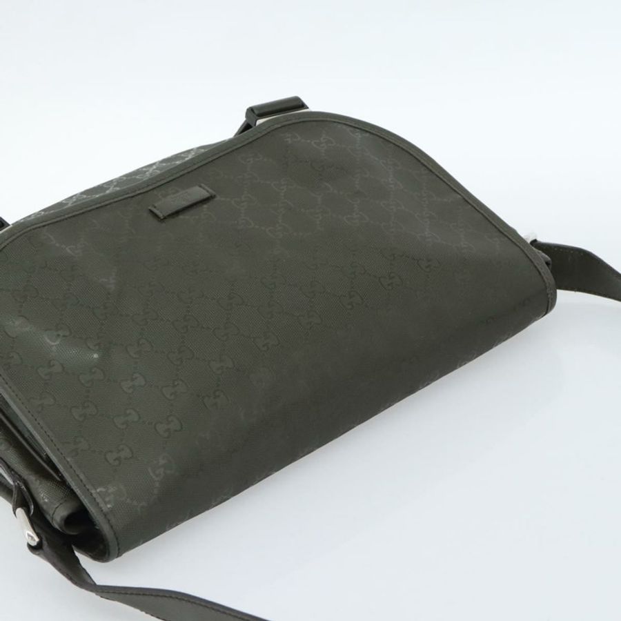 【日本直送】GUCCI GG Implementation 單肩包 PVC 綠色銀色 201732 Auth 183034A-5