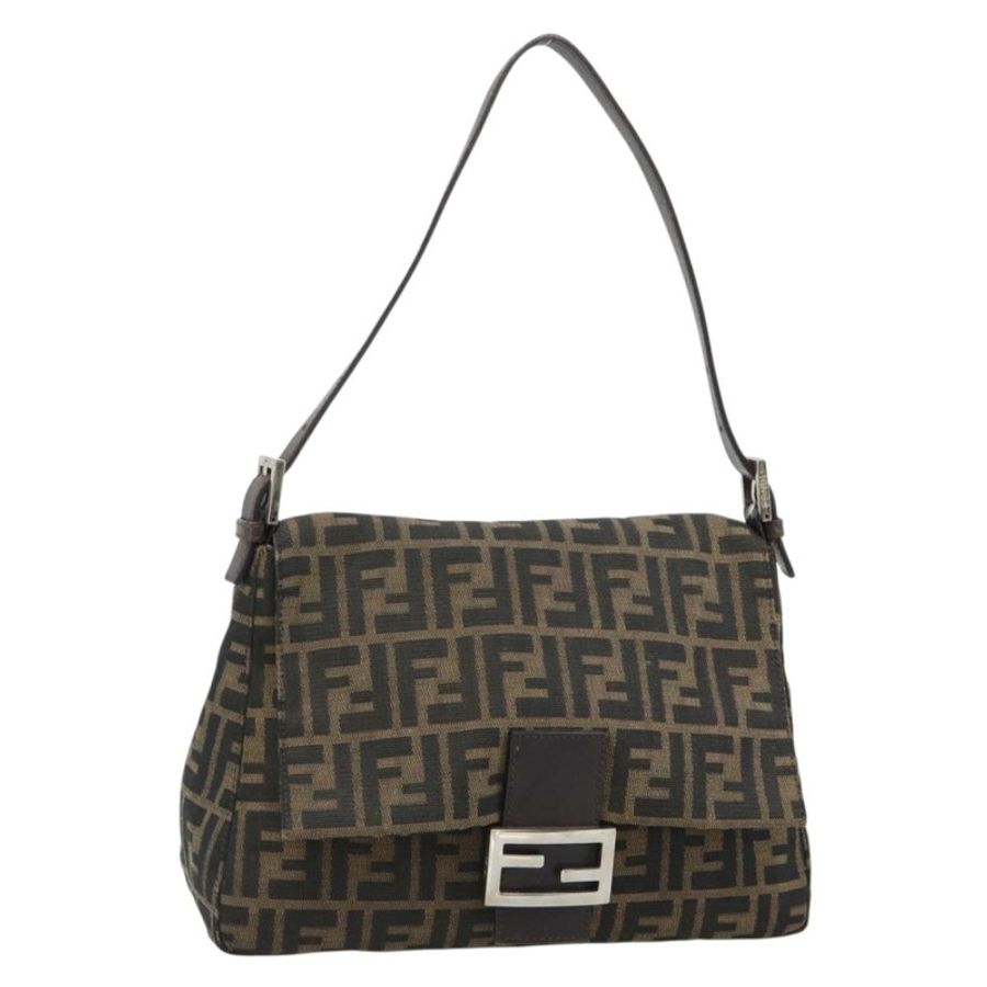 【日本直送】FENDI Zucca帆布Mamma Baguette單肩包 黑色棕色 正品 183009M-0