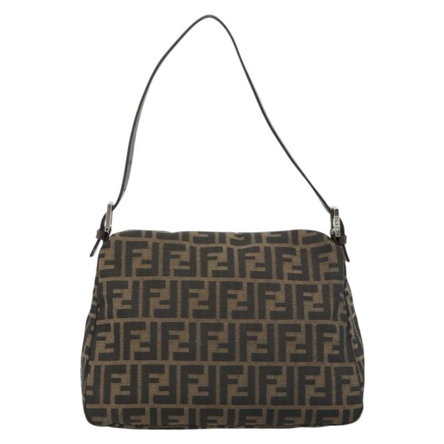 【日本直送】FENDI Zucca帆布Mamma Baguette單肩包 黑色棕色 正品 183009M-1