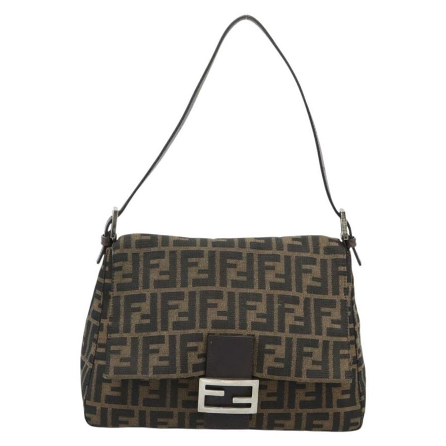 【日本直送】FENDI Zucca帆布Mamma Baguette單肩包 黑色棕色 正品 183009M-12