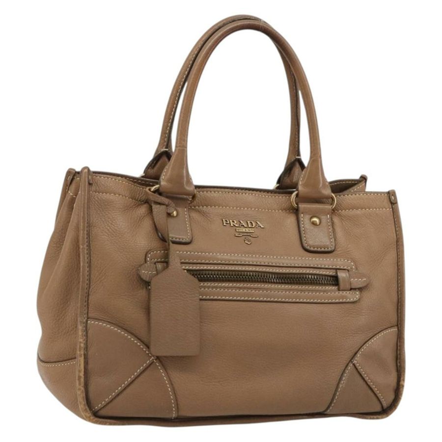 【日本直送】PRADA 手提包 皮革 棕色 金色 正品 183668A-0