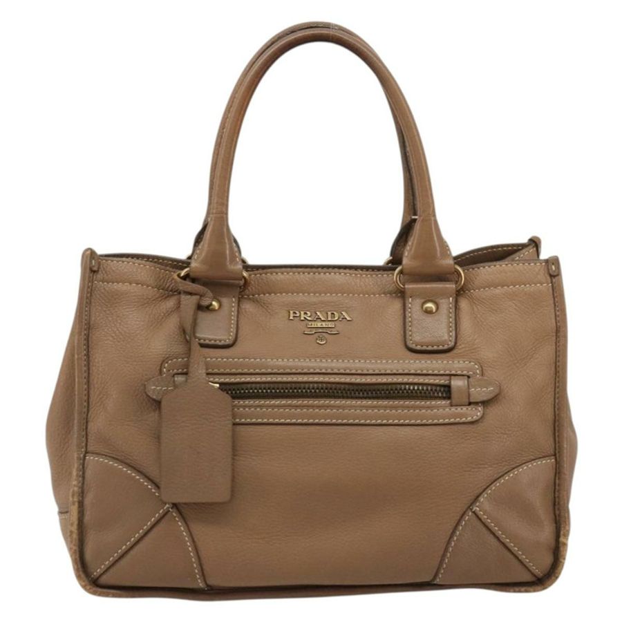 【日本直送】PRADA 手提包 皮革 棕色 金色 正品 183668A-12