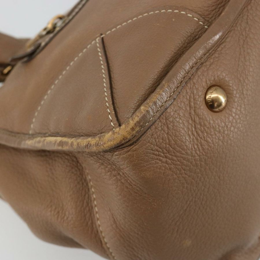 【日本直送】PRADA 手提包 皮革 棕色 金色 正品 183668A-15