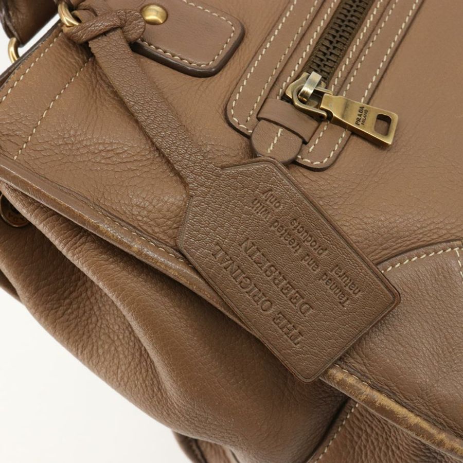 【日本直送】PRADA 手提包 皮革 棕色 金色 正品 183668A-19