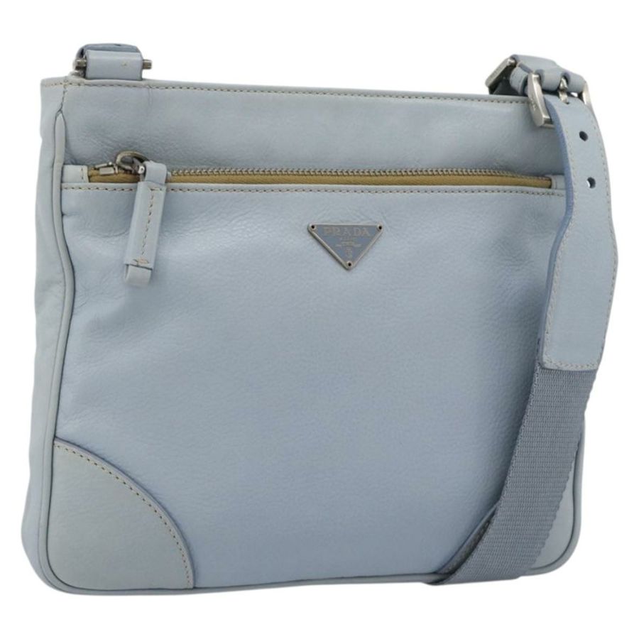 【日本直送】PRADA 淺藍色銀色皮革肩背包,正品編號 183673A-0