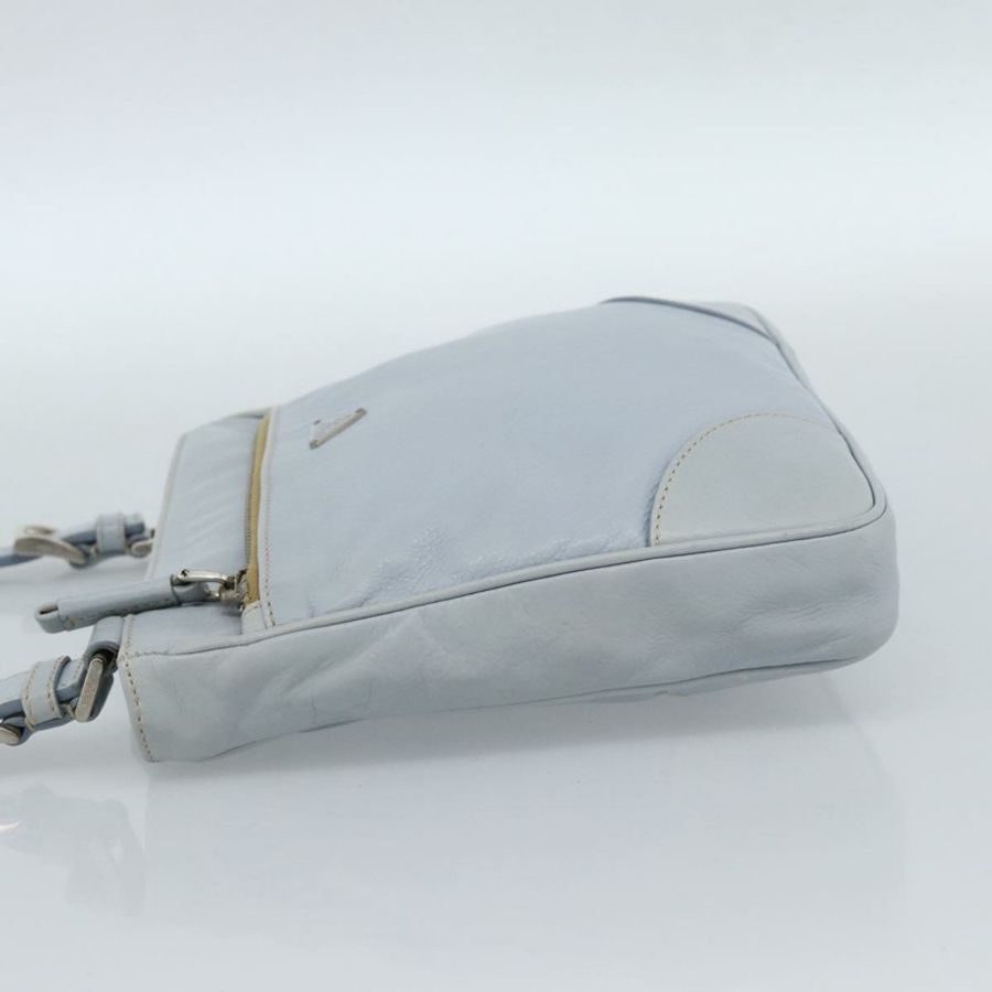 【日本直送】PRADA 淺藍色銀色皮革肩背包,正品編號 183673A-2