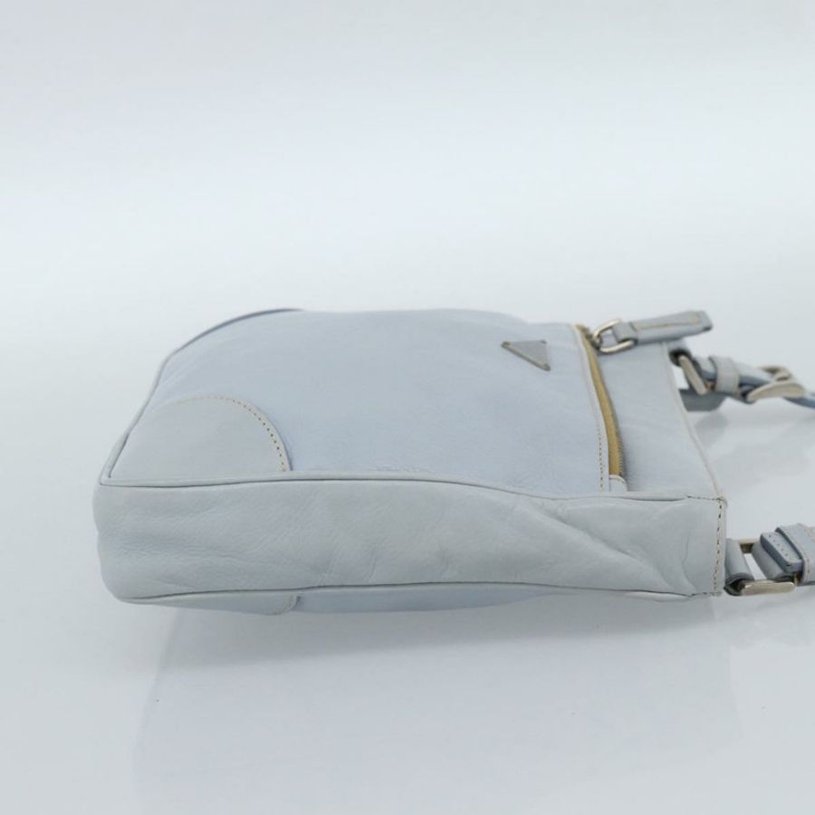 【日本直送】PRADA 淺藍色銀色皮革肩背包,正品編號 183673A-3