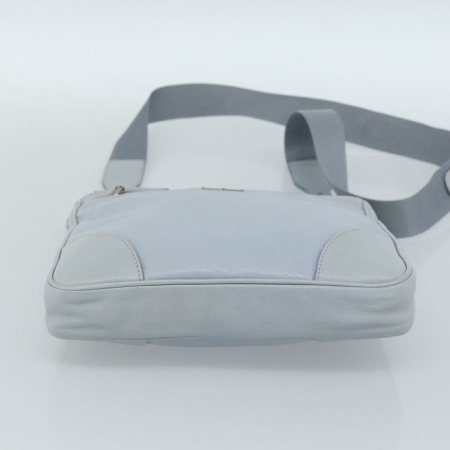 【日本直送】PRADA 淺藍色銀色皮革肩背包,正品編號 183673A-4