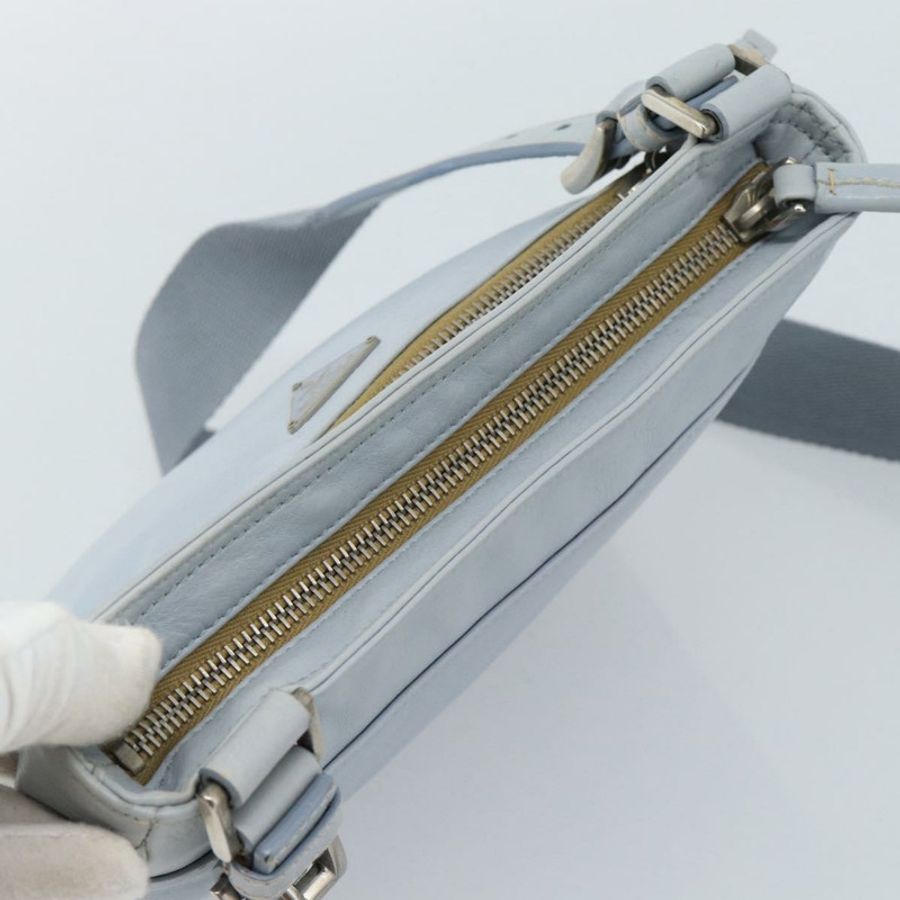 【日本直送】PRADA 淺藍色銀色皮革肩背包,正品編號 183673A-5