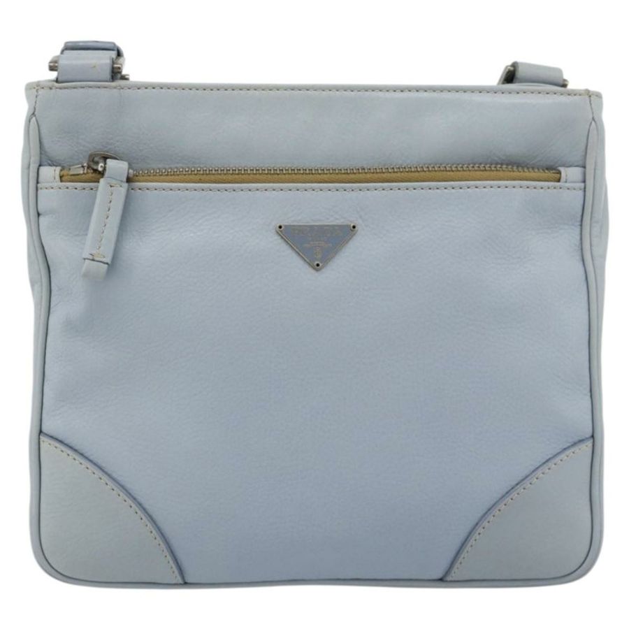 【日本直送】PRADA 淺藍色銀色皮革肩背包,正品編號 183673A-12