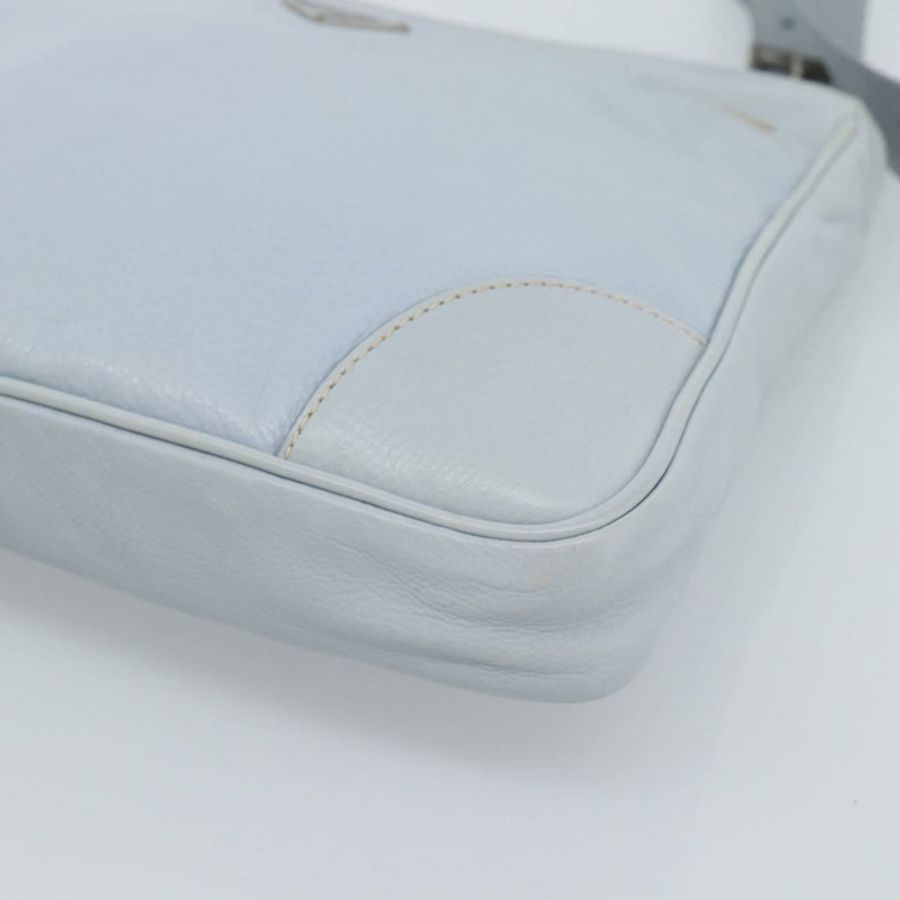【日本直送】PRADA 淺藍色銀色皮革肩背包,正品編號 183673A-13