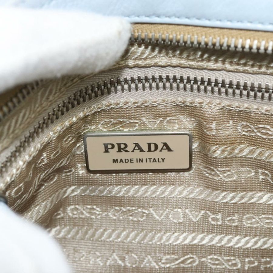 【日本直送】PRADA 淺藍色銀色皮革肩背包,正品編號 183673A-16