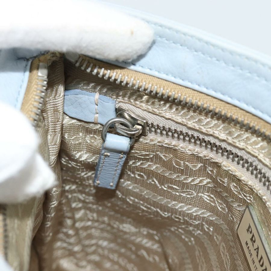 【日本直送】PRADA 淺藍色銀色皮革肩背包,正品編號 183673A-19
