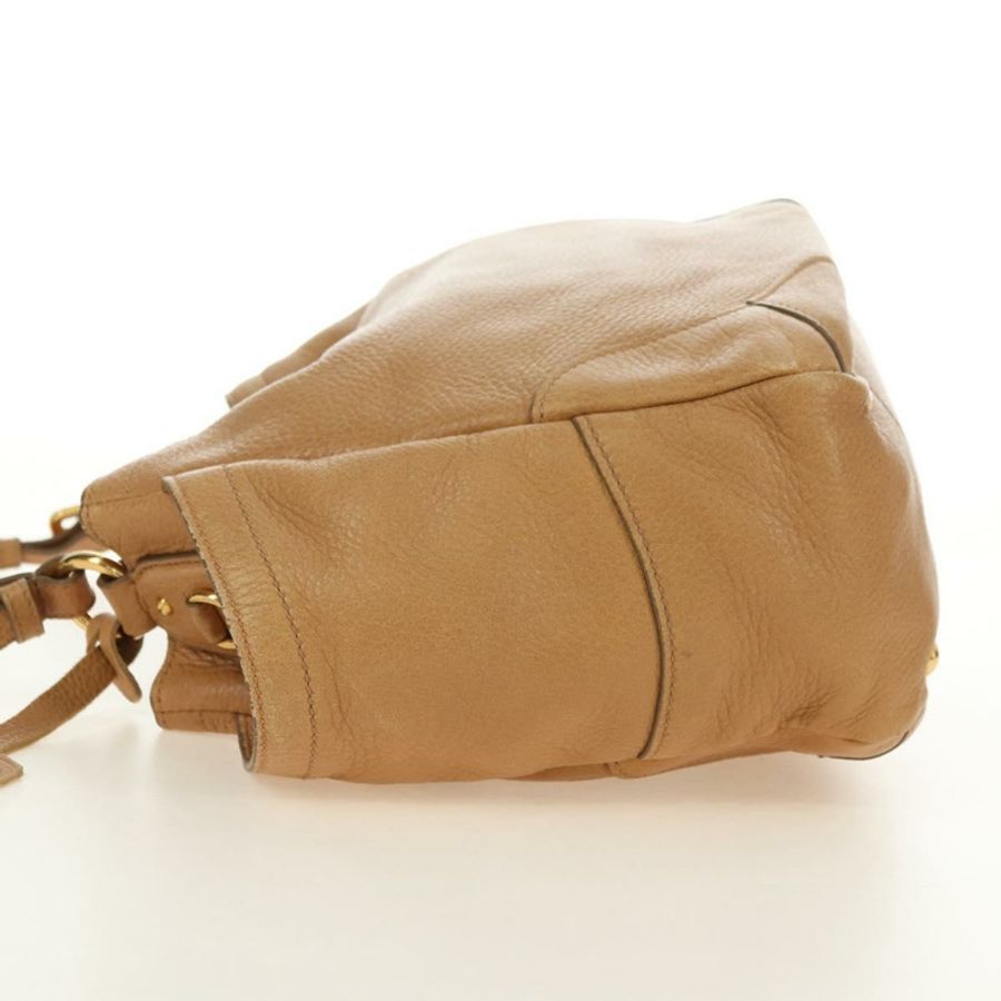 【日本直送】PRADA 皮革單背包 米色 金色 正品 183307SAV-2