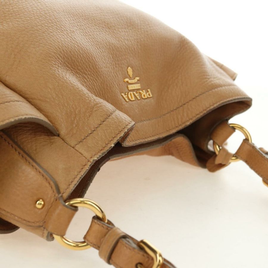 【日本直送】PRADA 皮革單背包 米色 金色 正品 183307SAV-5
