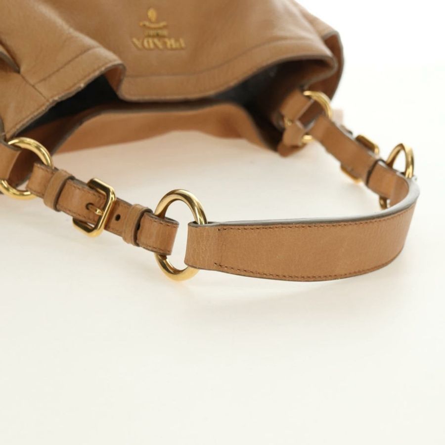 【日本直送】PRADA 皮革單背包 米色 金色 正品 183307SAV-6