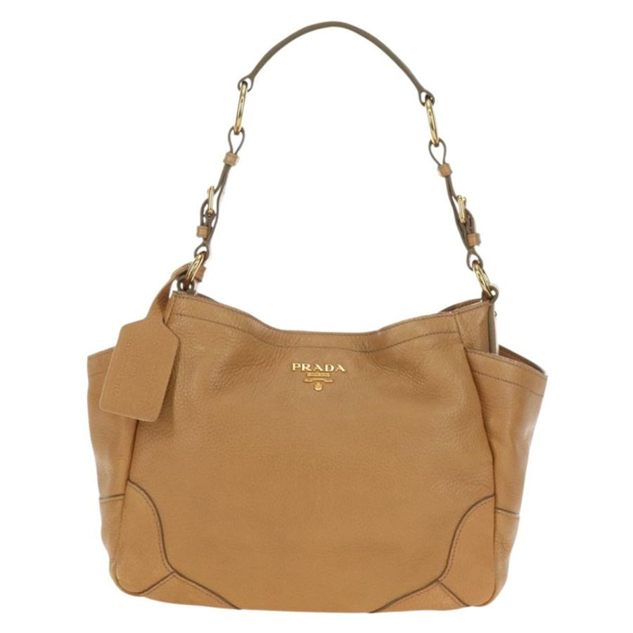 【日本直送】PRADA 皮革單背包 米色 金色 正品 183307SAV-12