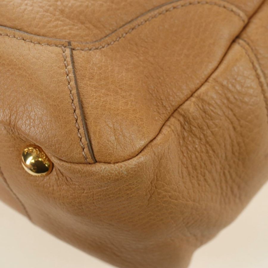 【日本直送】PRADA 皮革單背包 米色 金色 正品 183307SAV-16